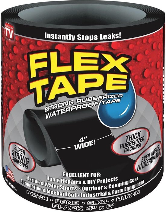 Flex Tape - Waterdichte tape - - reparatietape - waterproof - 150x10 cm - Zwart | bol.com