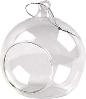 Glas ornament met opening, d: 8 cm, 6 stuks