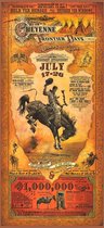 Signs-USA rodeo western affiche - Cheyenne Wyoming - Wandbord - Dibond - 100 x 45 cm