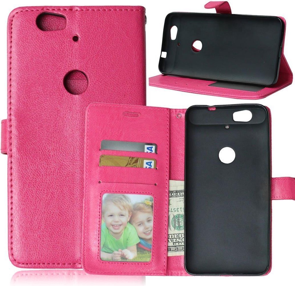 Cyclone wallet case hoesje Geschikt voor: Huawei Ascend P9 roze