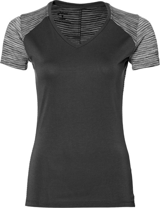 Asics FuzeX V-neck T-shirt dames Sportshirt - Maat S - Vrouwen - grijs | bol