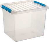 Boîte de rangement Sunware Q-Line - 52L - Plastique - Transparent / Bleu