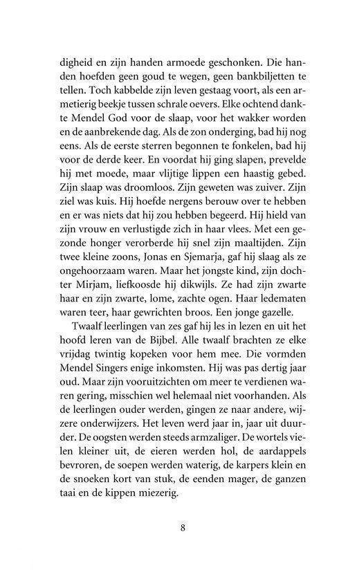 Pagina uit een boek met tekst over Debora en Mendel Singer, met paginanummer 8.