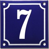 Emaille huisnummer blauw/wit nr. 7