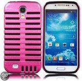 Galaxy s4 i9500 hard case back / silicone hoesje cover microfoon roze
