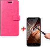 Huawei P10 Portemonnee hoesje roze met Tempered Glas Screen protector