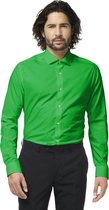 OppoSuits Evergreen Shirt - Heren Overhemd - Casual Effen Gekleurd - Groen - Maat EU 43/44