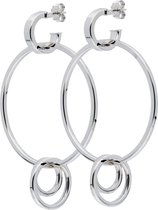 Classics&More oorhangers - zilver gerodineerd - steker - 1 grote ring - 2 kleine ringen - 78.7 mm
