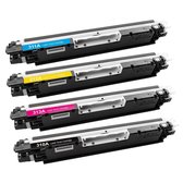 Merkloos – Inktcartridge / Alternatief voor de Set 4 x Huismerk Toner voor Hp 126A Color Laserjet Cp1025 1 x CE310A. 1 x CE311A. 1 x CE312A. 1 x CE313A.