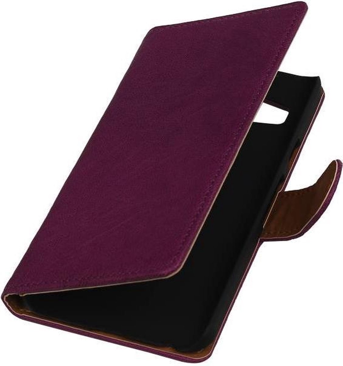 Paars echt leer lederen bookcase cover hoesje voor de Huawei Ascend G6