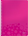 Leitz WOW Spiraalgebonden A4 Notitieboek met Kunststof Kaft - 80 Vel - Gelijnd - FSC Gecertificeerd - Roze