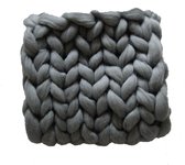 GRIJS Wollen deken - woondeken - plaid handgemaakt van XXL merino wol  100 x 150 cm - in 44 kleuren verkrijgbaar