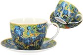 Porseleinen mok en schotelset met Van Gogh, Irissen 250 ml