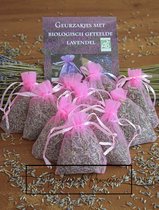 Bonheur de Provence - Geurzakjes lavendel - biologische lavendel uit de Provence - 10 roze zakjes - 6 gram per zakje