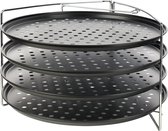 2, 4 van 10 stuks pizzaplaten geperforeerd rond ø 33 cm selecteerbaar met een zone standaard pizzaplaten ronde plaat gecoat anti-aanbaklaag pizza-bakset, grootte: 4 stuks incl. standaard