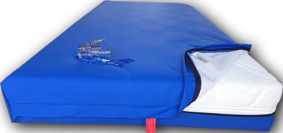 Matrasbeschermer waterdicht - voor matrashoogte 11/12/13 cm - Breedte 160 cm x Lengte 200cm -  Incontinentie matrashoes met rits / ritssluiting - ademend - PU - afwasbaar - Blauw - Zorgmatras