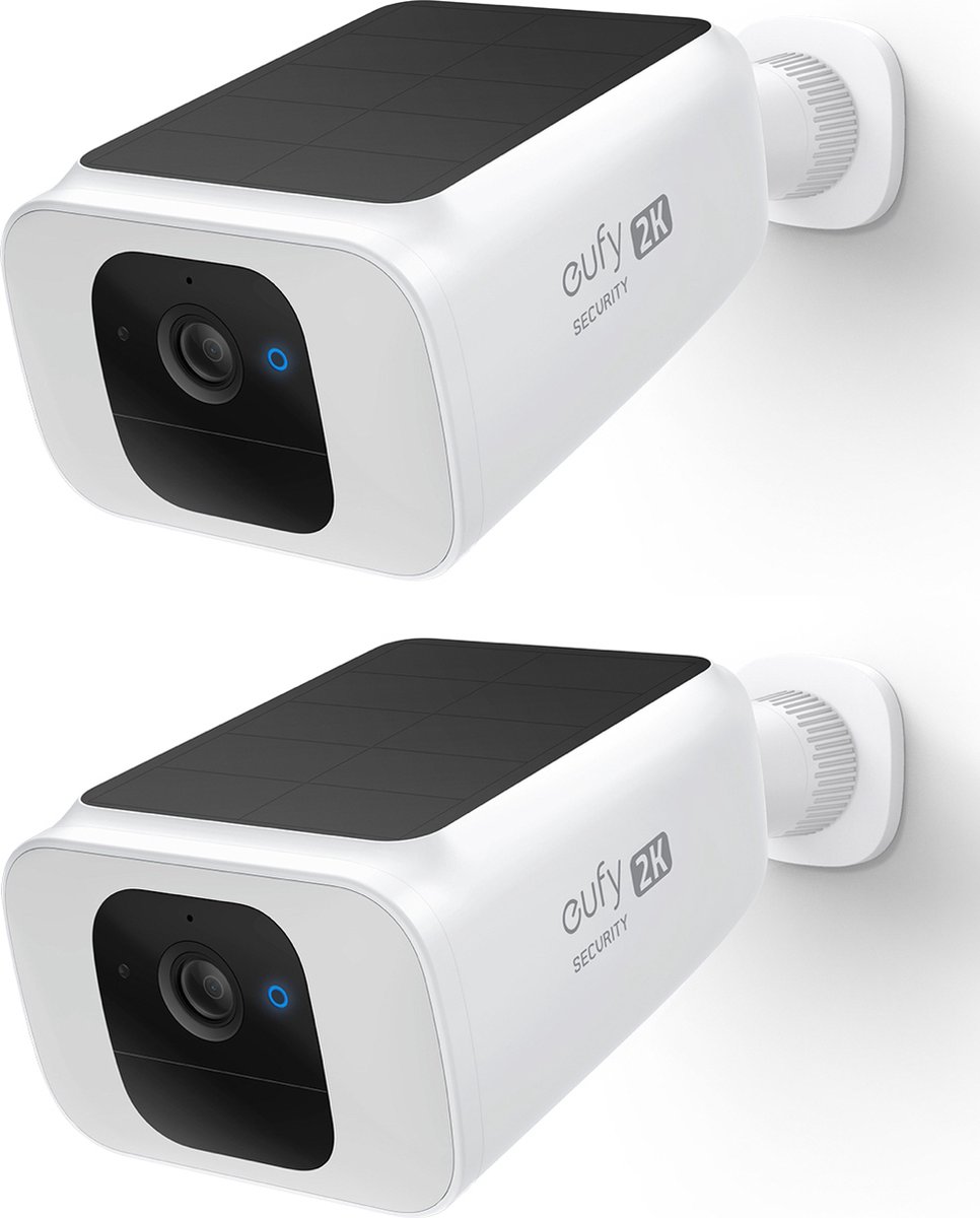 Eufy Spotlight IP-camera - Solocam S40 - Zwart en wit,Met geïntegreerd zonnepaneel (solar) - 2K - 2 stuks