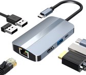 USB-C Hub - 6 in 1 - Ethernet - HDMI - USB 3.0 - Docking Station adapter - USB splitter - Grijs - Provium