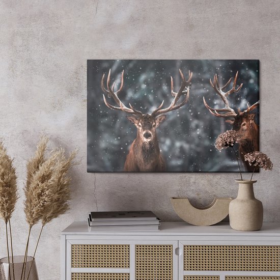 Painting King - Tableau sur toile Deux beaux cerfs - 30 x 20 cm