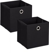 Relaxdays linnen opbergmand - set van 2 - opbergbox - 30,5 x 30,5 cm - opvouwbaar - zwart