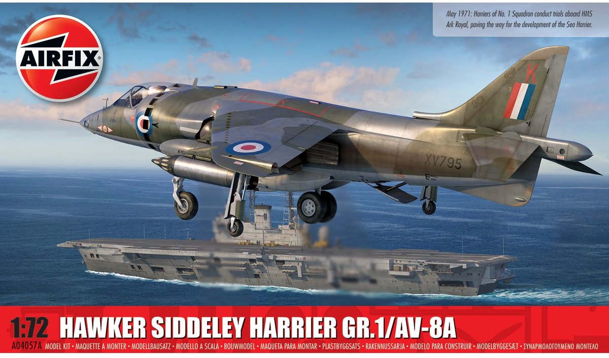 Airfix Modelbouwpakket Militaire voertuigen - 04057A Hawker Siddeley Harrier GR.1/AV-8A Plastic - 1:72 - Modelbouw
