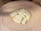 Chocolade cijfers - 80 - Mix Melk, Wit & Puur chocolade - 32 stuks - Verjaardag cadeau 80 jaar