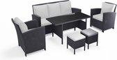 Concept-U - 7 -Seater Garden meubels in zwart -wit gevlochten hars MODENA