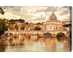Schilderijkoning - Canvas Schilderij Panorama Van Het Vaticaan - 40 x 30 cm