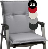 Beautissu Base NL - Set de 2 Coussins de chaise de jardin Dossier Bas 100x50x6 cm Grijs pour Chaises de jardin Coussin d'Assise