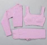 Ensemble de gym - LIGHT RIBBED - Taille S - Rose clair - 3 pièces - Ensemble de sport - Ensemble de sport - Legging et haut de gym - Ensemble de Fitness - Legging et haut de Fitness - Ensemble de Yoga - Leggings et haut de yoga
