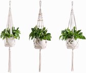 3 stuks macramé bloemenhangers, plantenhangers, katoenen touw, hanghangers, plantenhangers voor plafonds, wanddecoratie, balkon, tuin, huishouden, decoratie, kantoortuinieren
