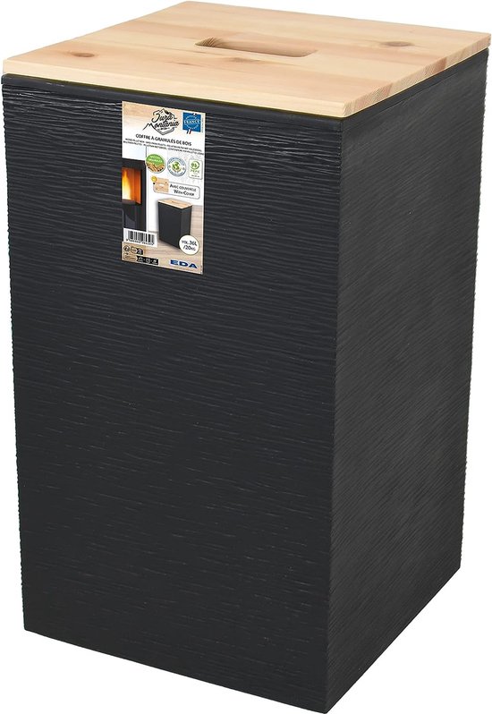 EDA - Caisse à pellets Jura Montania STONE 36 L - pour pellets de 20 kg - noir 29,5 x 29,5 x 50,6 cm