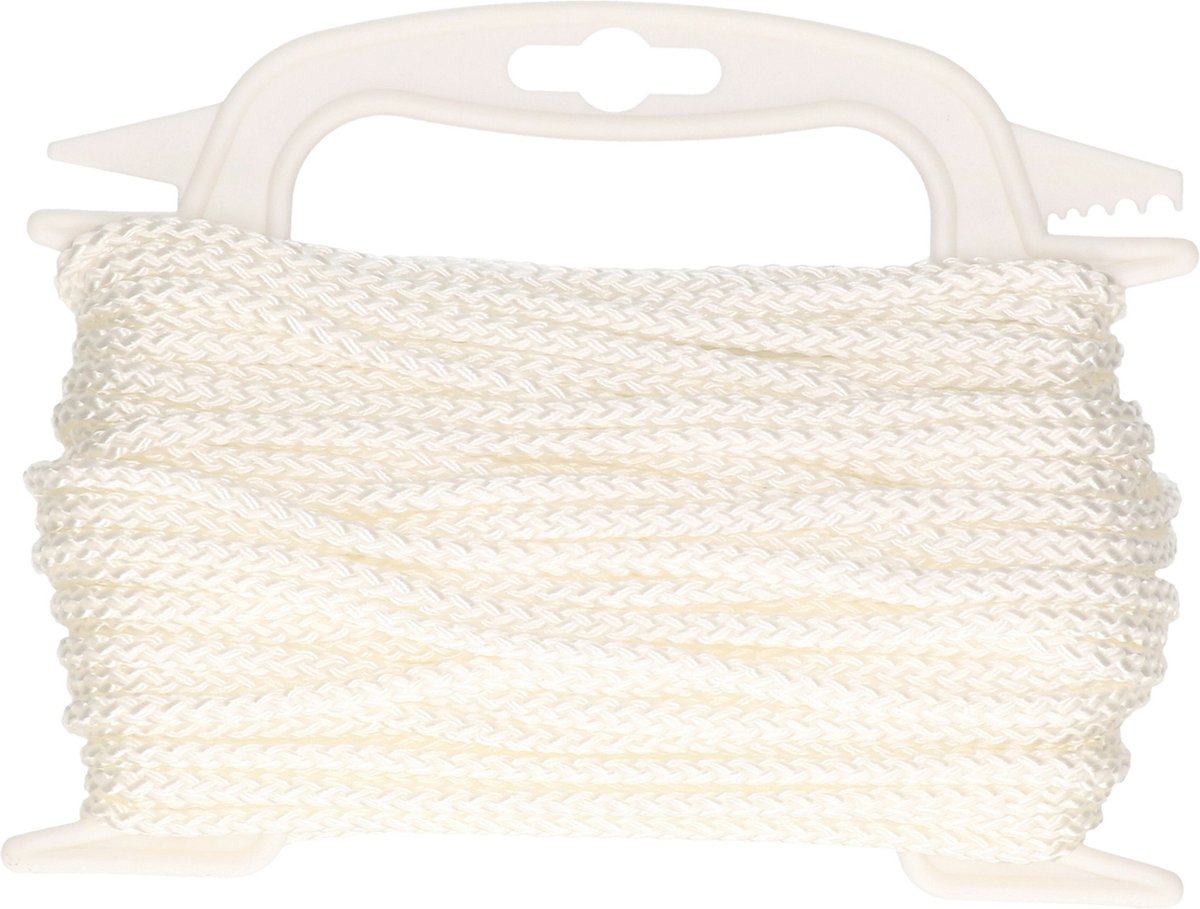 Wit touw/draad 5 mm x 20 meter - Hobby/klus touw gedraaid - Dik en stevig touw voor binnen en buiten gebruik - Merkloos