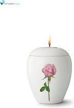 Mini roos urn met lichtje - Keramiek