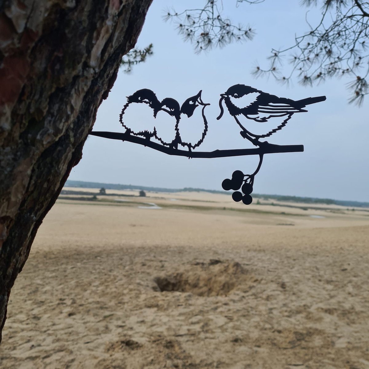 Metalen Boom Prikker - Boom Steker - Koolmees - Mees - Meesjes - Metalen Vogel - Tuin Vogel - Tuin Hanger - Tuindecoratie - Metal Bird - Tit - Garden Ornament