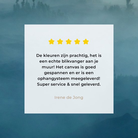 Peinture sur toile - Brouillard - Arbres - Berg - Blauw - Canvasdoek - Photo sur toile - 80x120 cm - Peintures sur toile