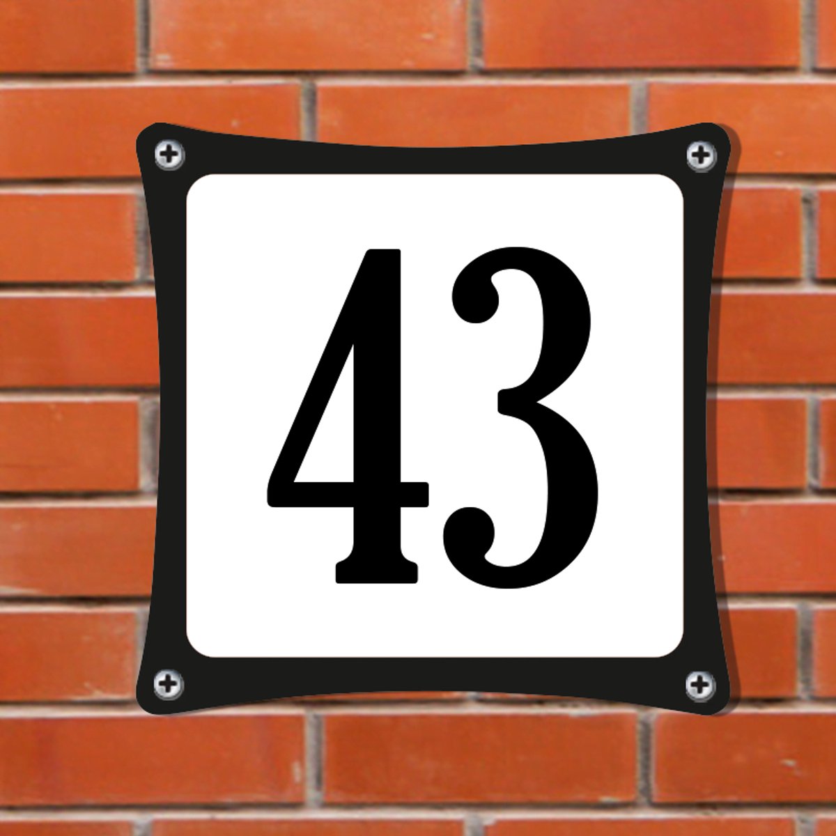 Decoporta Huisnummerbord Emaille-Look - Nummer 43 - Standaard - 10 x 10 cm | incl. schroeven