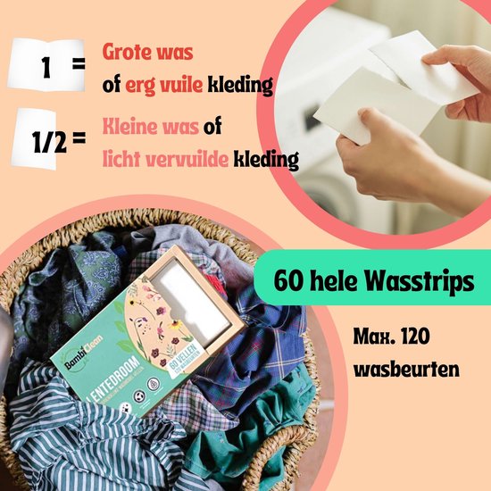BambiClean Wash Strips Spring Dream - 120 lavages - Lingettes détergentes écologiques - Bandes détergentes
