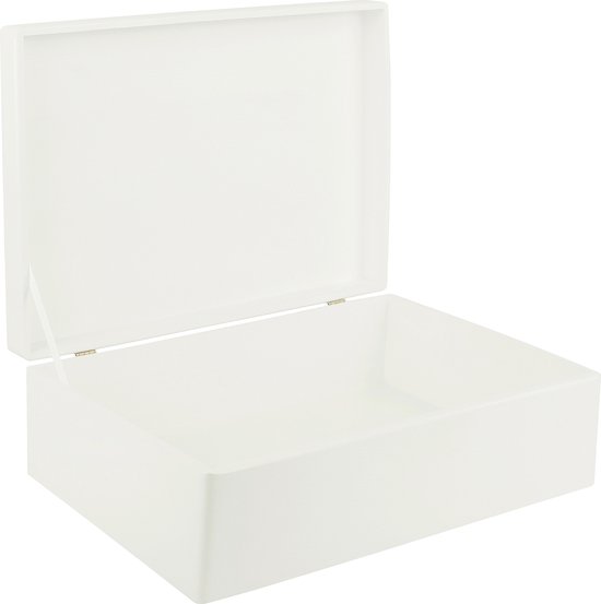 Creative Deco Boite Rangement en Bois Blanc 30 x 20 x 14 cm Boîte