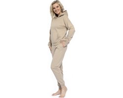 Joggingpak dames, Huispak dames, Hoodie & sweatpants - Sand - Maat XL