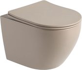 Hangend toilet Pietro randloos inclusief softclose zitting mat beige 49x37x37cm