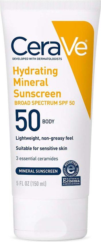 CeraVe - 100% Mineral Sunscreen SPF 50 - Body Sunscreen - 150ml