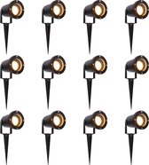 LongLife LED Tuinspots met kabel en stekker - Draaibaar en kantelbaar - 31 cm - Zwart - 12 stuks