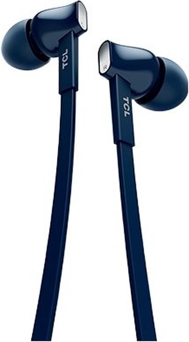 TCL earphones flat cable with microphone - blue