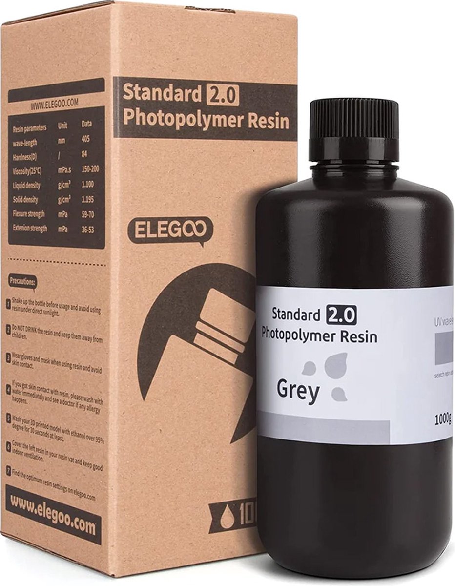 Elegoo – Résine Lavable à Water 1kg – Noir Fumé