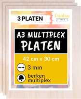 Creative Deco A3 Contreplaqué 3mm – 420x300mm – 3 pcs., Bois de Bouleau de la Baltique