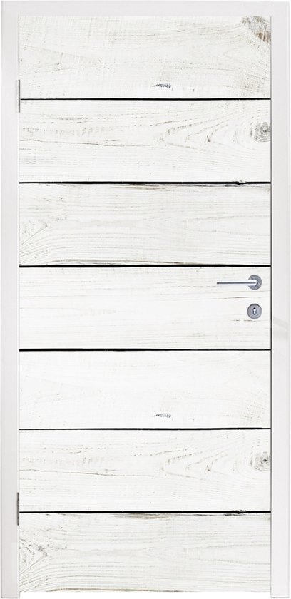 Deursticker Wit - Plank - Vloer - Hout - 80x205 cm - Deurposter