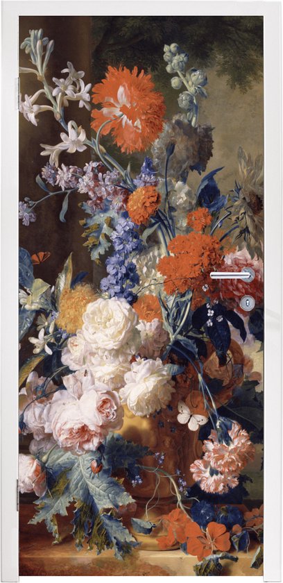 Deursticker Stilleven met bloemen - Schilderij - Oude meesters - 80x215 cm - Deurposter