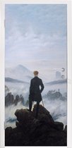 Deursticker De zwerver boven de zee van mist - Caspar David Friedrich - Kunstwerk - 90x215 cm - Deurposter