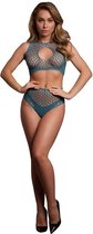 Shots - Le Désir DES027BLUOS - Duo Net Key-Hole Bra Set - One Size - Ocean Deep XS - XL